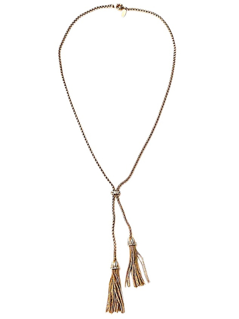 St. Thomas Gold Rhinestone Tassel Necklace